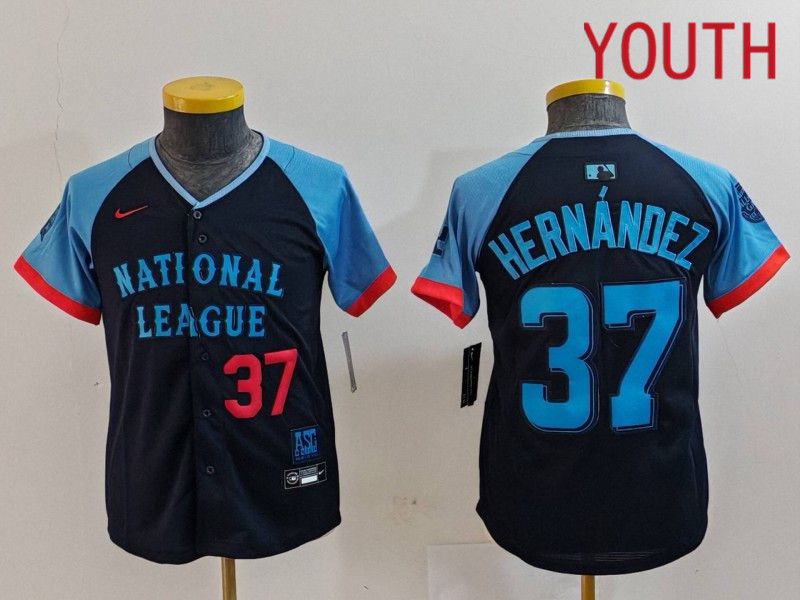 Youth Los Angeles Dodgers #37 Hernandez Blue All star 2024 Nike MLB Jersey style 7261